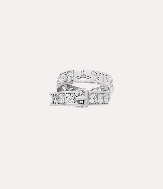 Vivienne Westwood New Belt Ring in PLATINUM-WHITE-CZ